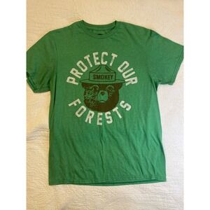Smokey Bear Protect Our Forests Graphic T-Shirt Mens Medium Green Heather Tee